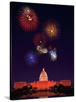 United States Capitol Building and Fireworks-Bill Ross-Stretched Canvas