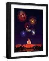 United States Capitol Building and Fireworks-Bill Ross-Framed Photographic Print