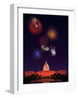 United States Capitol Building and Fireworks-Bill Ross-Framed Photographic Print