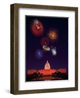 United States Capitol Building and Fireworks-Bill Ross-Framed Photographic Print