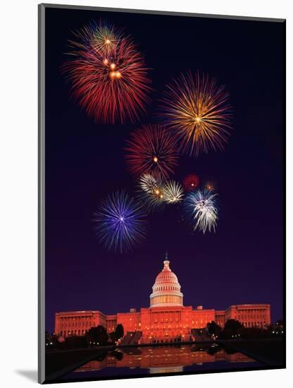 United States Capitol Building and Fireworks-Bill Ross-Mounted Photographic Print