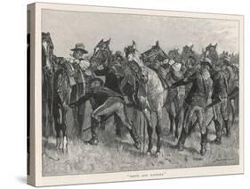 United States Cavalrymen Mounting During the Fighting Against Native Americans-Frederic Sackrider Remington-Stretched Canvas