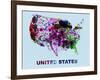 United States Color Splatter Map-NaxArt-Framed Art Print