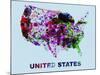 United States Color Splatter Map-NaxArt-Mounted Art Print