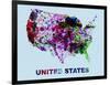 United States Color Splatter Map-NaxArt-Framed Art Print