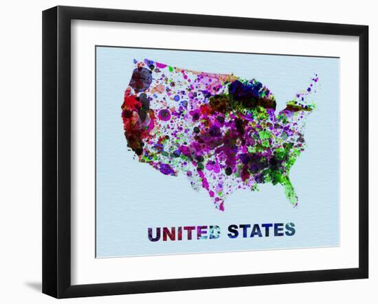 United States Color Splatter Map-NaxArt-Framed Art Print