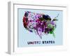 United States Color Splatter Map-NaxArt-Framed Art Print