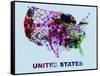 United States Color Splatter Map-NaxArt-Framed Stretched Canvas