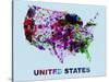 United States Color Splatter Map-NaxArt-Stretched Canvas