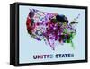 United States Color Splatter Map-NaxArt-Framed Stretched Canvas