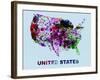 United States Color Splatter Map-NaxArt-Framed Art Print