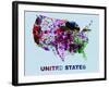 United States Color Splatter Map-NaxArt-Framed Art Print