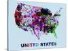 United States Color Splatter Map-NaxArt-Stretched Canvas