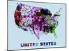 United States Color Splatter Map-NaxArt-Mounted Art Print