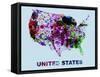 United States Color Splatter Map-NaxArt-Framed Stretched Canvas