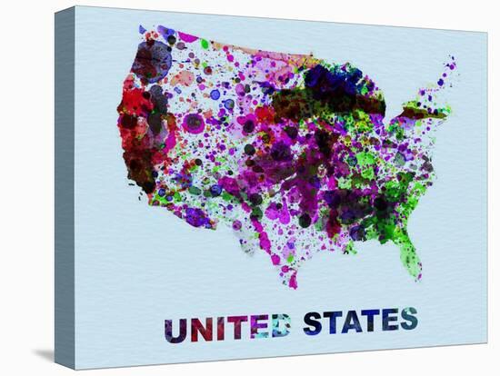 United States Color Splatter Map-NaxArt-Stretched Canvas