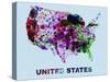 United States Color Splatter Map-NaxArt-Stretched Canvas