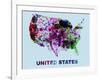 United States Color Splatter Map-NaxArt-Framed Art Print