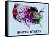 United States Color Splatter Map-NaxArt-Framed Stretched Canvas