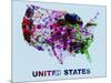 United States Color Splatter Map-NaxArt-Mounted Art Print