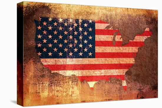 United States Flag Map-Michael Tompsett-Stretched Canvas