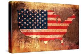 United States Flag Map-Michael Tompsett-Stretched Canvas