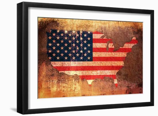 United States Flag Map-Michael Tompsett-Framed Art Print