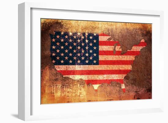 United States Flag Map-Michael Tompsett-Framed Art Print