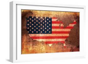 United States Flag Map-Michael Tompsett-Framed Art Print