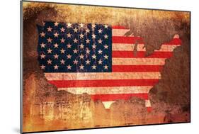 United States Flag Map-Michael Tompsett-Mounted Art Print