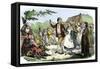 United States, Illinois: French Settlers' Festival and Folk Dance. Colour Engraving of the 19Th Cen-null-Framed Stretched Canvas