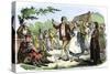 United States, Illinois: French Settlers' Festival and Folk Dance. Colour Engraving of the 19Th Cen-null-Stretched Canvas