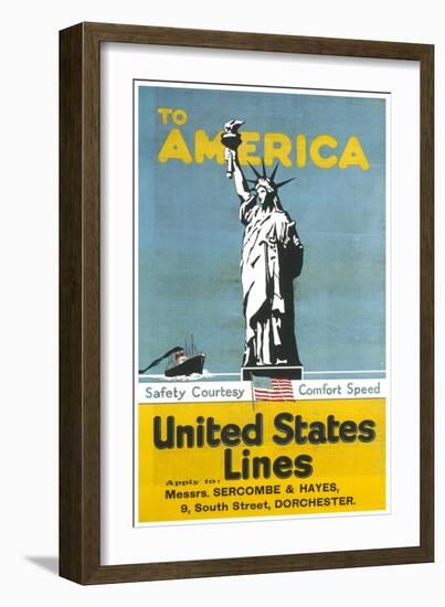 United States Lines Poster-null-Framed Art Print