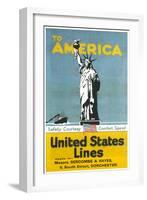 United States Lines Poster-null-Framed Art Print