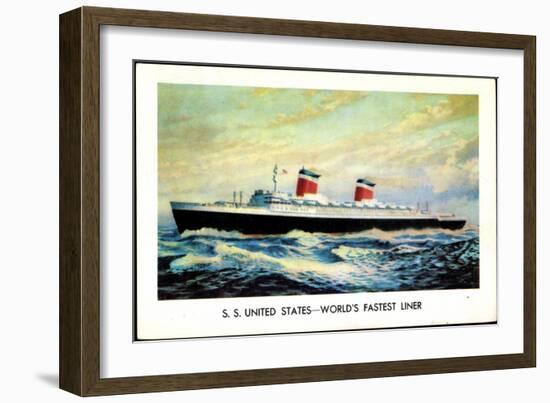 United States Lines, S.S. United States, Liner-null-Framed Giclee Print