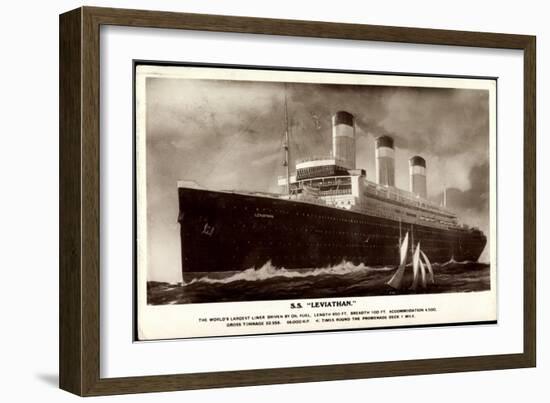 United States Lines, Usl, Dampfschiff S.S. Leviathan-null-Framed Giclee Print