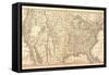 United States Map, 1849-null-Framed Stretched Canvas