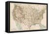 United States Map, 1870s-null-Framed Stretched Canvas