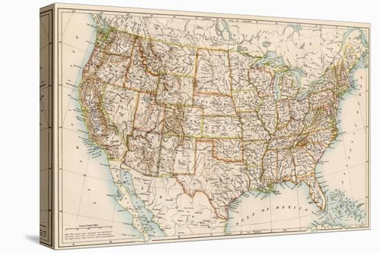 United States Map, 1870s-null-Stretched Canvas