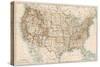 United States Map, 1870s-null-Stretched Canvas