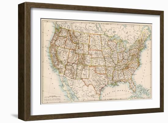 United States Map, 1870s-null-Framed Giclee Print