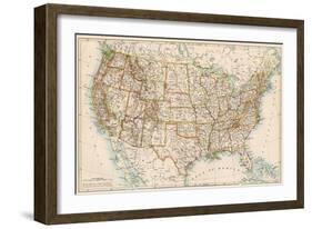 United States Map, 1870s-null-Framed Giclee Print