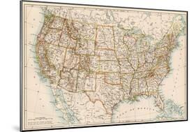 United States Map, 1870s-null-Mounted Giclee Print