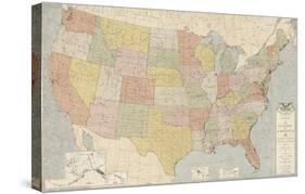 United States Map-The Vintage Collection-Stretched Canvas