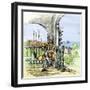 United States, Maryland: Colonial Gentleman Smoking a Pipe with Maryland Tobacco. Colour Engraving-null-Framed Giclee Print