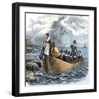 United States, Massachusetts: John Alden and Mary Chilton Debarking at Plymouth De Mayflower, Decem-null-Framed Giclee Print