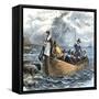 United States, Massachusetts: John Alden and Mary Chilton Debarking at Plymouth De Mayflower, Decem-null-Framed Stretched Canvas