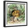 United States, Massachusetts: Pelerins Building their House in Plymouth, Massachusetts, Years 1620.-null-Framed Giclee Print