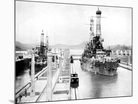 United States Men-Of-War Passing Through a Lock, Panama Canal, Panama, 1926-null-Mounted Giclee Print