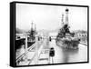 United States Men-Of-War Passing Through a Lock, Panama Canal, Panama, 1926-null-Framed Stretched Canvas